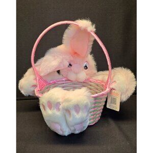 Vintage Easter Plush Bunny Basket Fact Games & Gifts